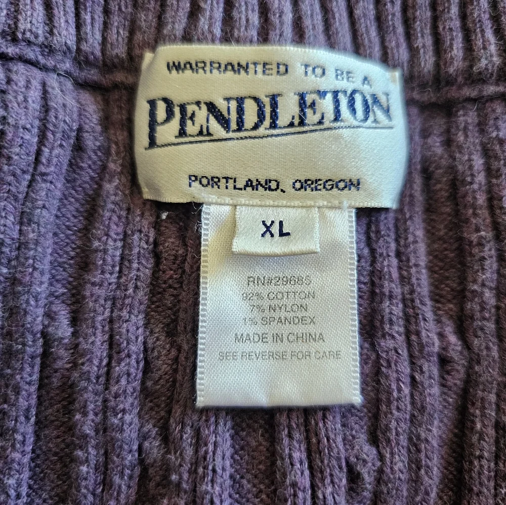Pendleton Unisex Soft‎ Purple Cotton Preppy Cable Knit Full Zip Vest Sz XL